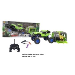 2 en 1Camioneta Radio Control Con Jaula Dinosaurio Recargable