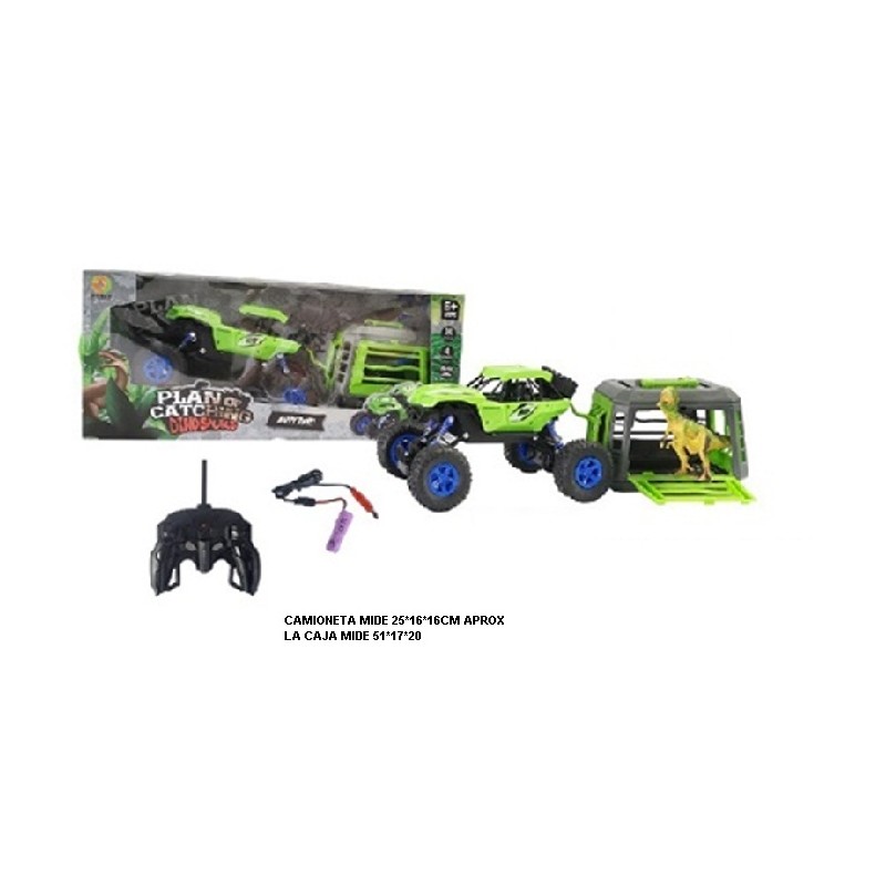 2 en 1Camioneta Radio Control Con Jaula Dinosaurio Recargable